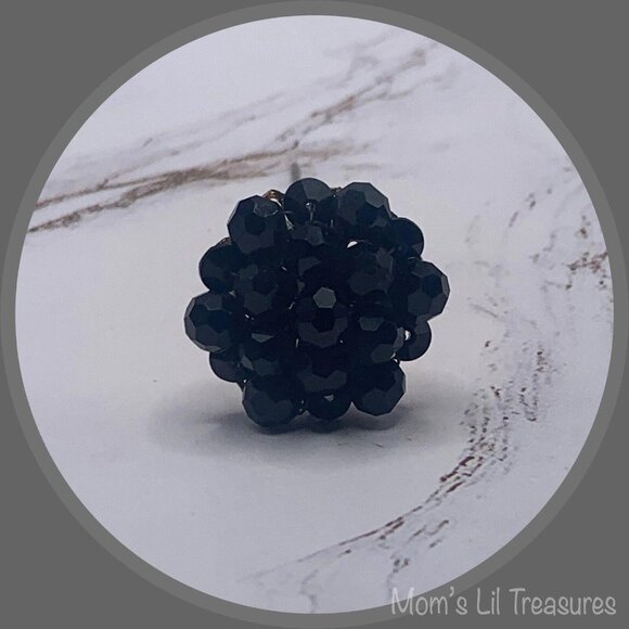 Hatpin - Stick Pin • Black Faceted Crystal Bead Cluster Gold Filigree Base• 6/1 - Picture 4 of 12